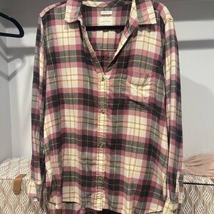 American Eagle Outfitters Pink Plaid Shirt